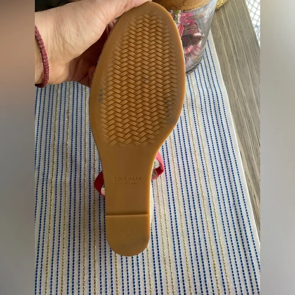 Cole Haan Espadrille  Womens  Sz 9.5 Cloudfeel  Wedge Sandals Coral Orange NEW